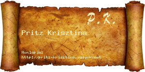 Pritz Krisztina névjegykártya